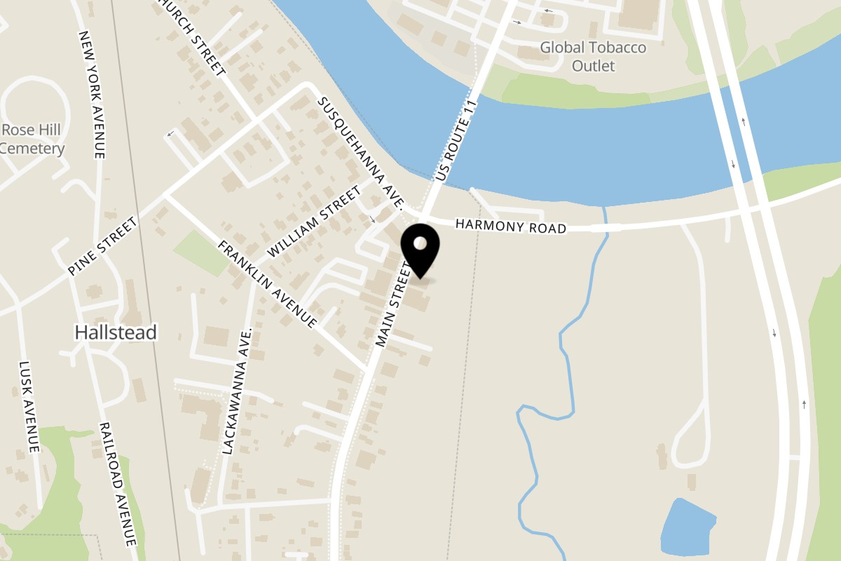 Map showing the location of NORTHSIDE Deli & Grocery & Halal Foods on 706 Main St in Hallstead